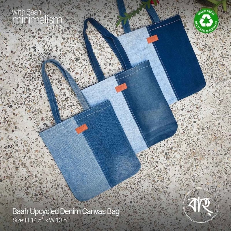 Picture of Baah Upcycled Denim Canvas Bag-Blue