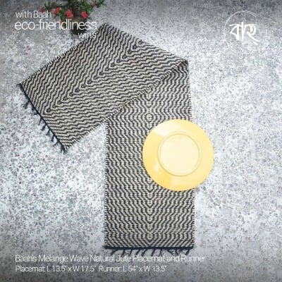 Picture of Baah's Melange Wave Natural Jute Placemat and Runner-Black