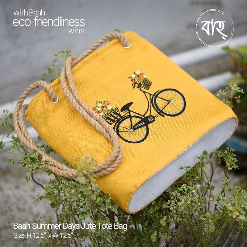 Picture of Baah Summer Days Jute Tote Bag-Yellow