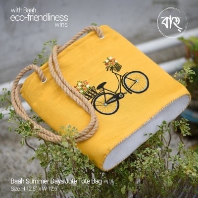 Picture of Baah Summer Days Jute Tote Bag-Yellow