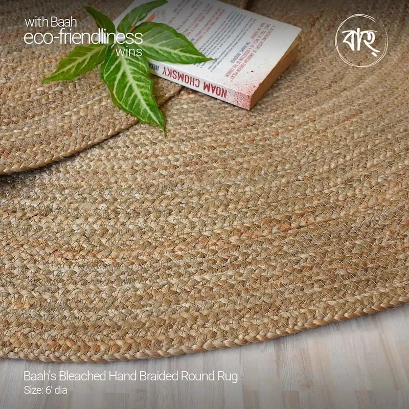 Picture of Round Handmade Natural Jute Rug 6'-natural beige
