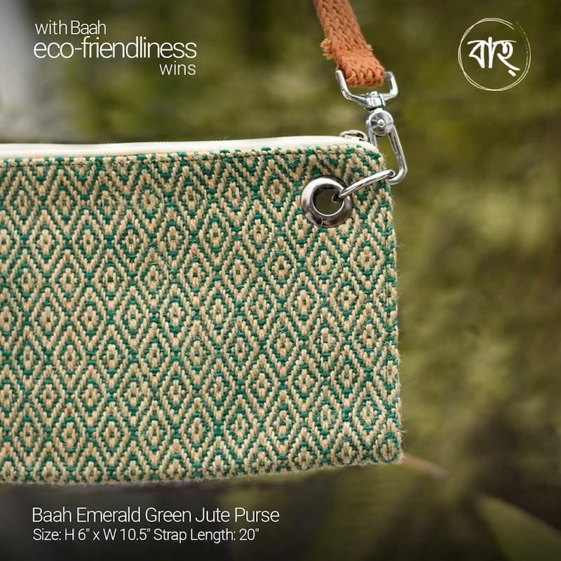 Picture of Baah Emerald Green Jute Purse-Green