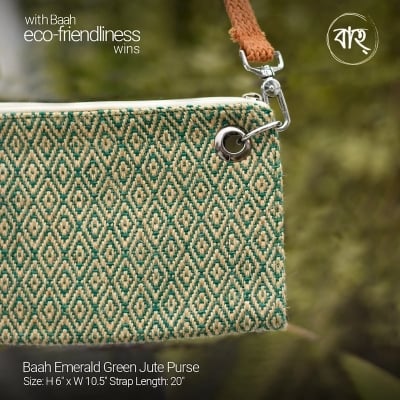 Picture of Baah Emerald Green Jute Purse-Green