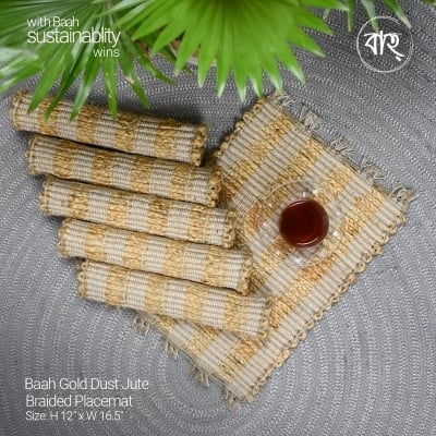 Picture of Baah Gold Dust Jute Braided Placemat-set of 6-Gold