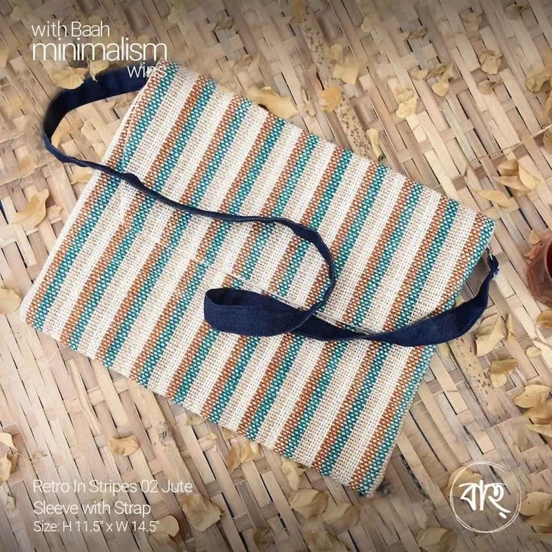 Picture of Retro In Stripes 02 Jute Sleeve with Strap-Multicolor
