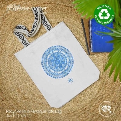 Picture of Recycled Blue Mystique Tote Bag-White