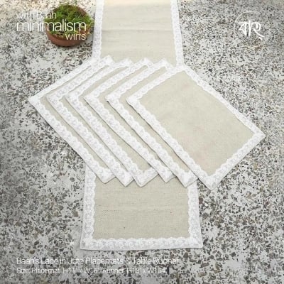 Picture of Baah’s Lace in Jute Placemats & Table Runner-Gold