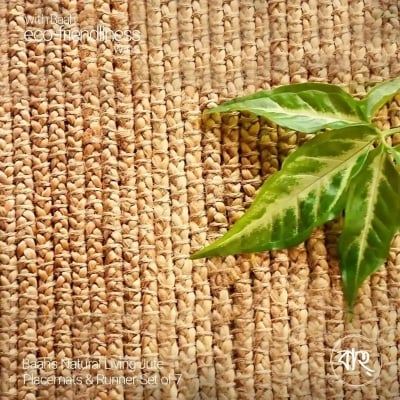 Picture of Baah’s Natural Living Jute Placemats & Runner-Set of 7-Gold