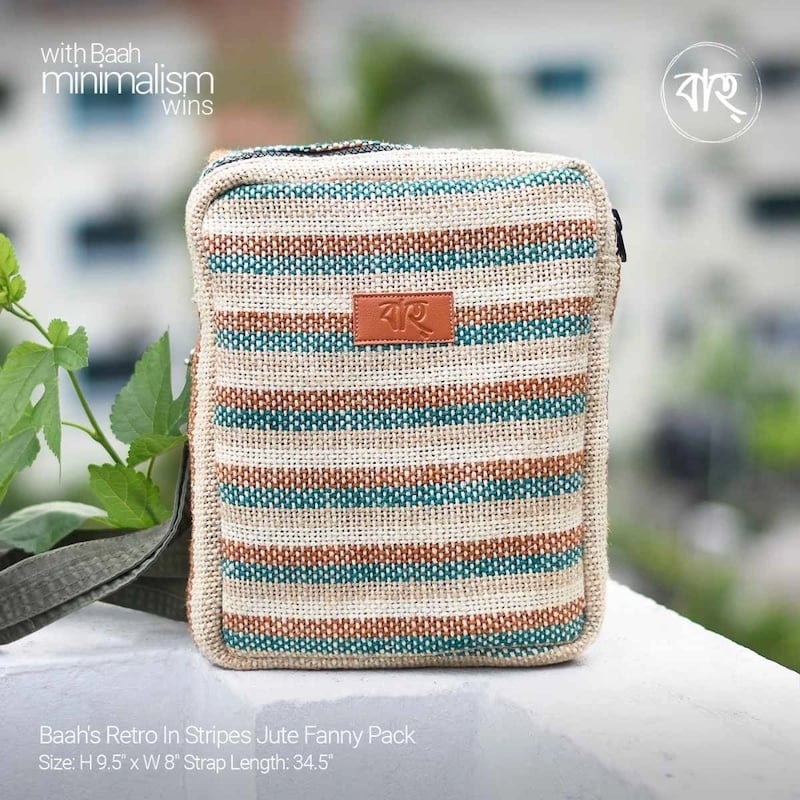 Picture of Baah's Retro In Stripes Jute Fanny Pack-Multicolor