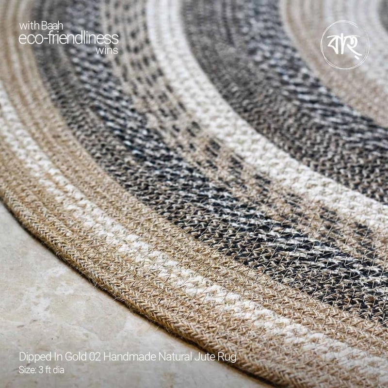 Picture of Dipped In Gold 02 Handmade Natural Jute Rug-Multicolor