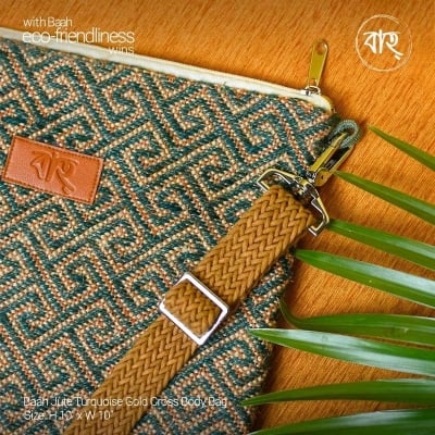 Picture of Baah Jute Turquoise Gold Cross Body Bag-Multicolor