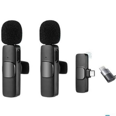 Picture of K9 Dual Wireless Microphone Type C & iphone For Vlogs Interview Youtubers Black