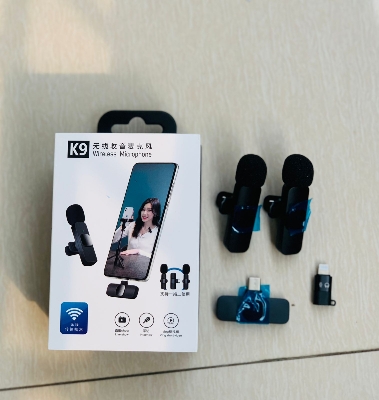 Picture of K9 Dual Wireless Microphone Type C & iphone For Vlogs Interview Youtubers Black