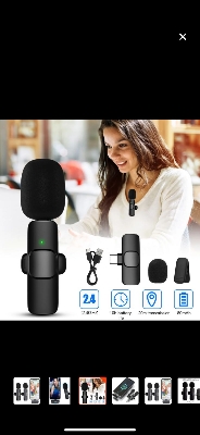 Picture of K9 Dual Wireless Microphone Type C & iphone For Vlogs Interview Youtubers Black