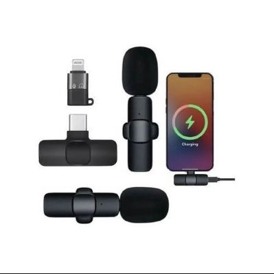 Picture of K9 Dual Wireless Microphone Type C & iphone For Vlogs Interview Youtubers Black