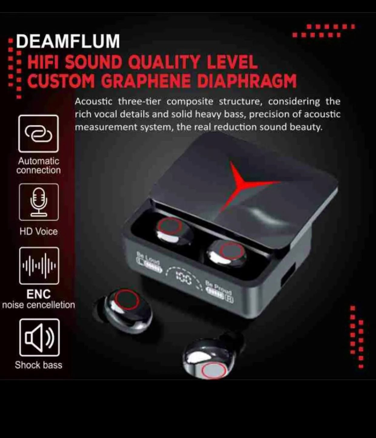 Picture of M90 Pro Tws Earphones Hd Voice Noise Cancelling Earbuds - Bluetooth Headphone Black