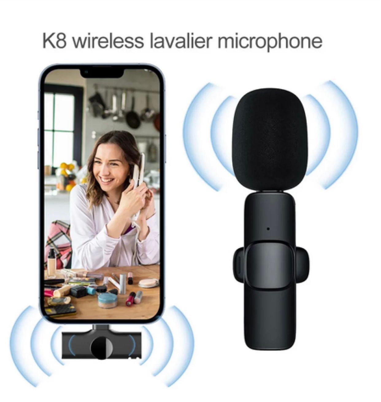 Picture of K8 Wireless Collar Clip Professional Microphone For Live, Video, Sound Recorded-Type-C - Micr.. 