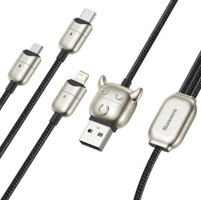 Picture of Baseus Year of the Tiger 3in1 USB - Lightning / USB Typ C / micro USB cable 3,5 A 1,2m Negru