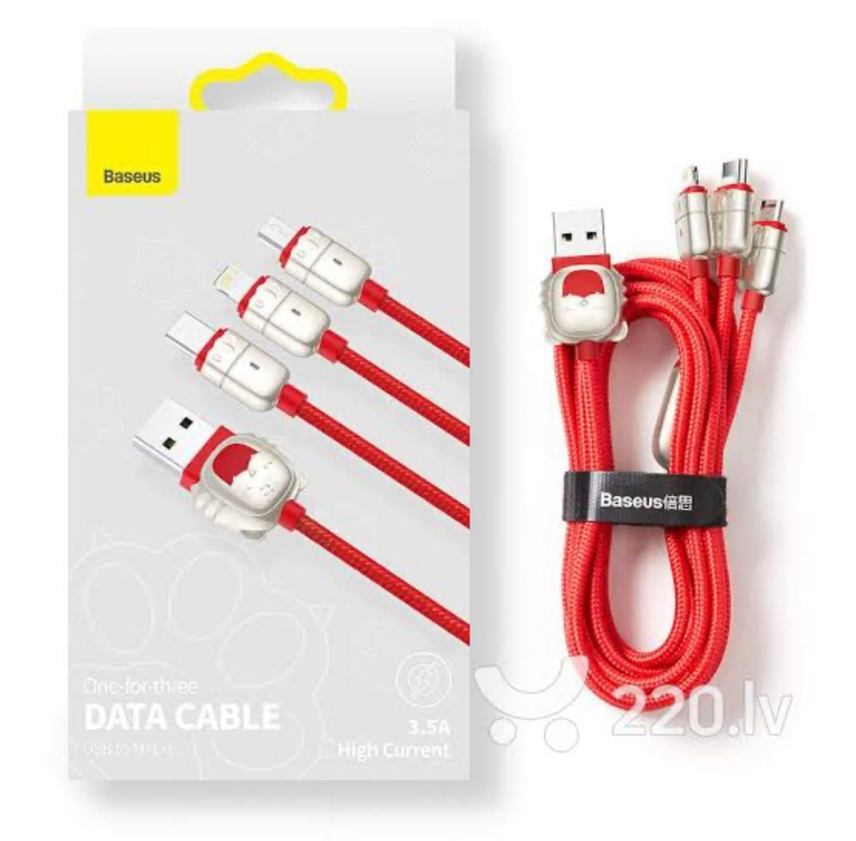 Picture of Baseus Year of the Tiger 3in1 USB - Lightning / USB Typ C / micro USB cable 3,5 A 1,2m Negru