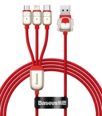 Picture of Baseus Year of the Tiger 3in1 USB - Lightning / USB Typ C / micro USB cable 3,5 A 1,2m Negru 
