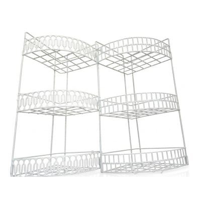 Picture of 2 Pcs Metal Fruit busket corner Rack shelves display case for kitchen bathroom