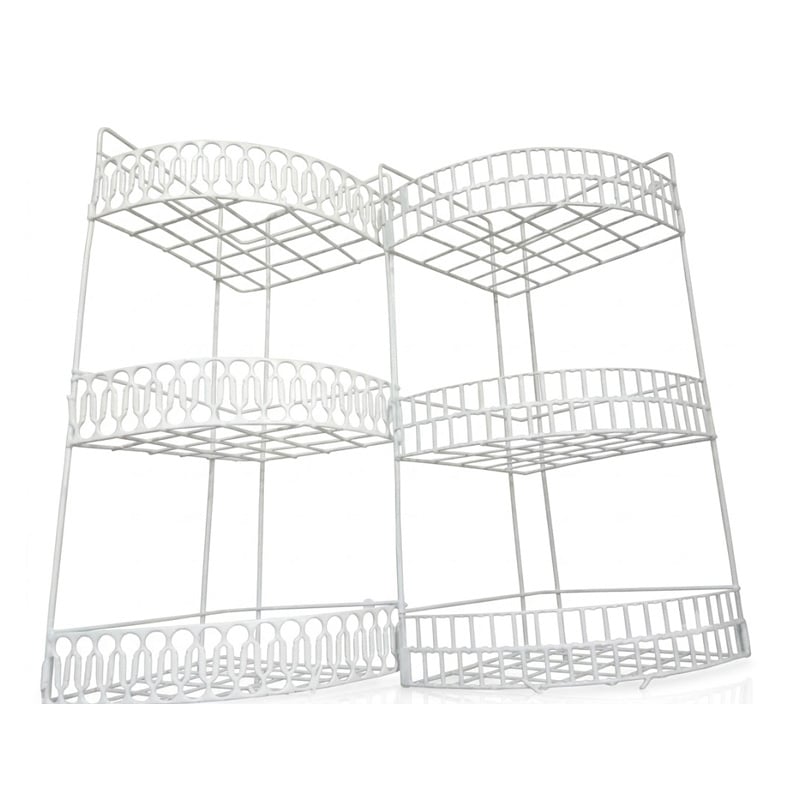 Picture of 2 Pcs Metal Fruit busket corner Rack shelves display case for kitchen bathroom