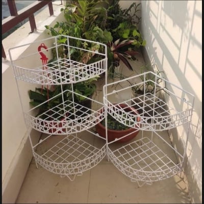 Picture of 3+2 Layer Corner Shelf 2 Pcs Rack, Multi-Layer Rack Storage Organizer Metal Shelves Shelf Hol...