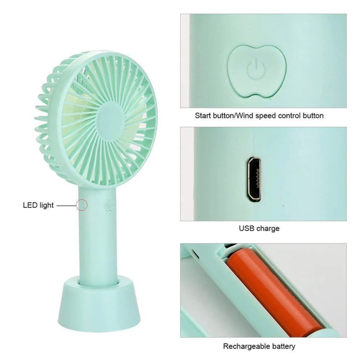 Picture of Very Stylish Mini USB Lithium Battery Rechargeable Hand Fan Multicolor