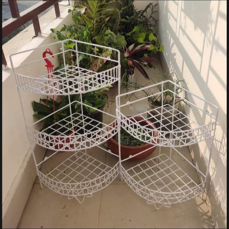 Picture of 3+2 Layer Corner Shelf 2 Pcs Rack, Multi-Layer Rack Storage Organizer Metal Shelves Shelf Hol...
