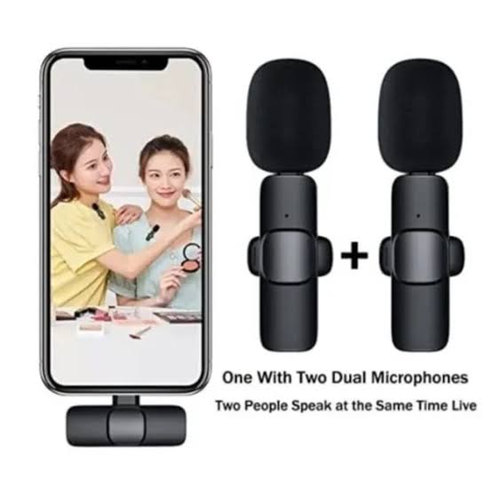 Picture of K9 Wireless Dual Microphone Professional Lapel Lavalier Microphone Remove Noise For Typ с Black
