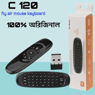 Picture of Air Mouse With Keyboard C120 Wireless Gyroscopic Fly Air Mouse C120 Air Mouse Remote For Android TV Box - Wireless Mouse Keyboard Combo(Oreginal) Black