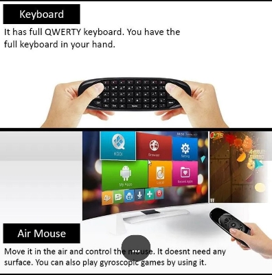 Picture of Air Mouse With Keyboard C120 Wireless Gyroscopic Fly Air Mouse C120 Air Mouse Remote For Android TV Box - Wireless Mouse Keyboard Combo(Oreginal) Black