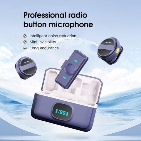 Picture of Sx21 Magnetic Wireless Lavalier Microphone Lapel v Collar Wireless Mic Magnetic Button Shape ANC  (typ c and iphon) Black