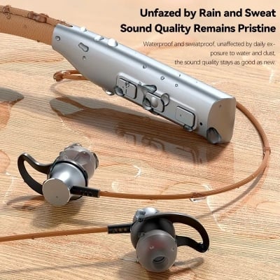 Picture of Regrsi new neck Earphones Long life sports Waterproof Noise headphones Silver