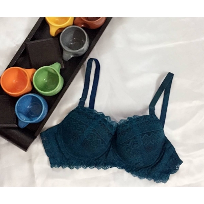 Picture of Soft Comfortable Net Foam Bra for Women - Blue