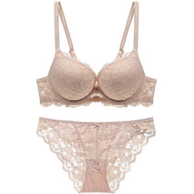 Picture of Comfortable Foam Net Bra & Panty Set for Women, Everyday Lingerie - Skin