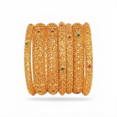 Picture of Jaypuri Traditional Bala/Chur/Bangles For Woman - Gold