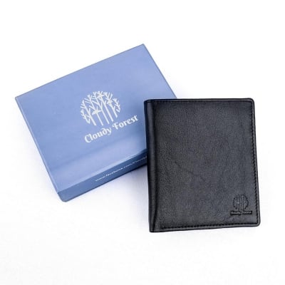 Picture of Cow Leather Slim Bifold Wallets Soft Leather Black Western Men's Wallet RFID Blocking Holiday Gifts For Men - Black