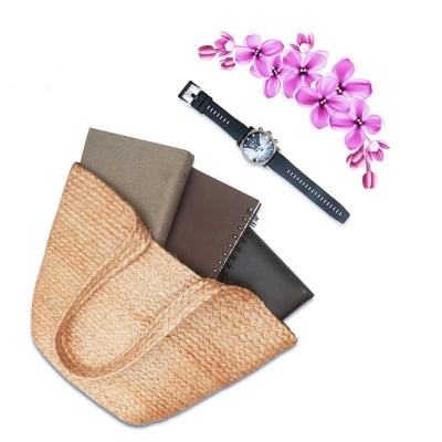 Picture of Beach Bag Tote Handmade Weaving Woman's Jute Tote Bag Spring Straw Jute Bag Large Beach Bag Handmade Weaving Shoulder Bag Jute Bag Natural Handbag Casual Shoulder Bag Hobo Bag - Natural