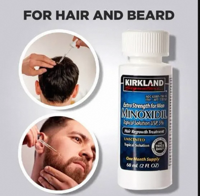 Picture of Kirkland Minoxidil 5% Topical Solution Extra Strength Beard & Hair Regrowth Treatment 60ml 1 Month Supply - 100% Original - MNXMC
