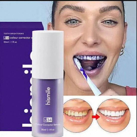 Picture of Hismile V34 Purple Color Corrector Teeth Toothpaste Effective Whitening Teeth Mousse Oral Cleaning Whitening Toothpaste Product
