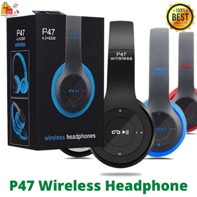 Picture of P47 BEST Wireless Bluetooth Headphones For Music With EXTRA Bass.