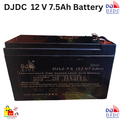 Picture of DJDC 12v 7.5Ah Sealed Lead Acid Battery / DONG JIN GROUP Battery For UPS, Sprayer Machine , DC Fan / Sealed Lead Acid Battery-Black