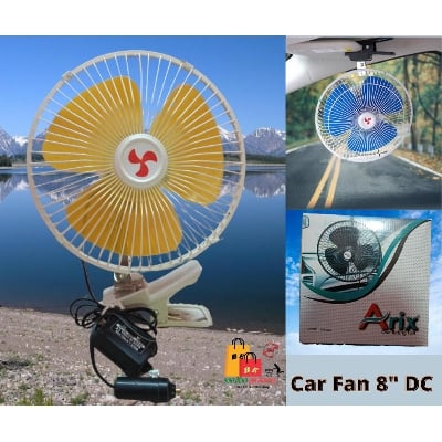 Picture of Arix Car Fan - 8 Inch / Car Vehicle Oscillating Fan with Clamp Vehicle Auto Car Fan Car Cooling Fan Car Oscillating Fan Car Mini Fan-Multicolor