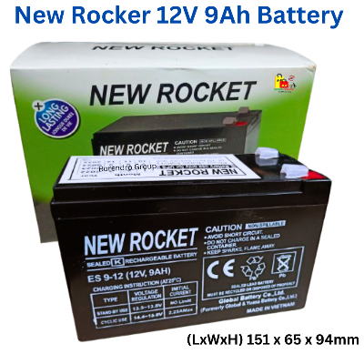 Picture of 12 Volt 9Ah Battery / Lead Acid New Rocket Battery / Dry Cell Battery-Black