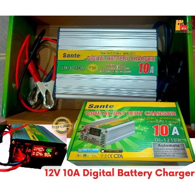 Picture of 12v 10A Digital Display Battery Charger / Santer Intelligent Battery Charger MA-1210A / Lead Acid Battery Charger with LED Display-Silver