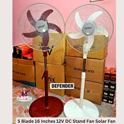 Picture of Defender Full Stand Solar Fan 16 Inch  5 Blade 16 Inches 12V DC Stand Fan Solar Fan / 12v DC FAN / 16 Inch DC Fan -1 PCS -Power Source: 12V Battery or Solar