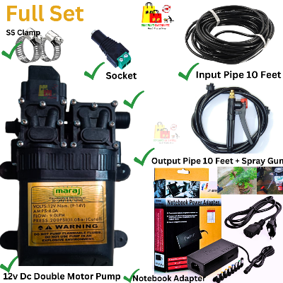Picture of Double Motor Pump 12V Dc High Pressure Self Priming Diaphragm Water Pump For Bike or Car Wash & Garden irrigation-Black