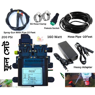 Picture of Double Motor Pump 12V Dc High Pressure Self Priming Diaphragm Water Pump For Bike or Car Wash & Garden irrigation-Black