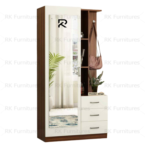 Picture of RK Melamine Laminated Board Dressing Table With Shelves Drawers ShanTeak-White Finish